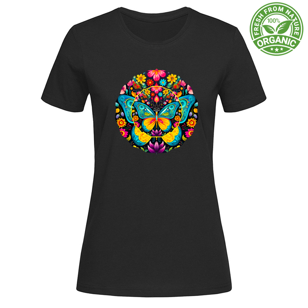 T-Shirt Woman Organic Floral Butterfly