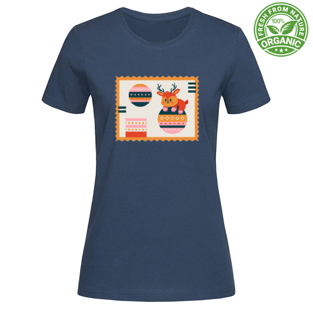 T-Shirt Woman Organic Festive Stamp