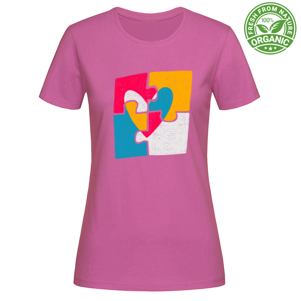 T-Shirt Woman Organic Puzzle Heart