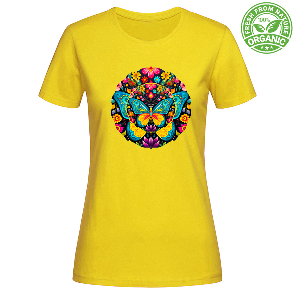 T-Shirt Woman Organic Floral Butterfly