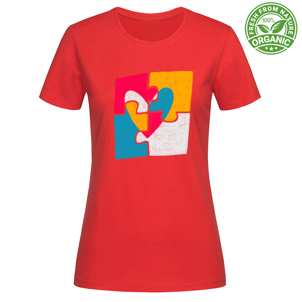 T-Shirt Woman Organic Puzzle Heart