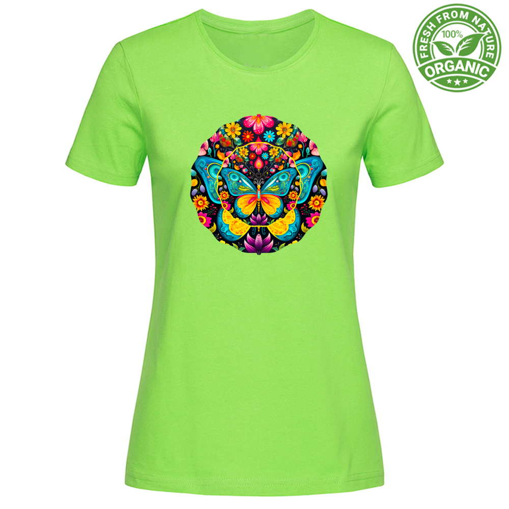 T-Shirt Woman Organic Floral Butterfly