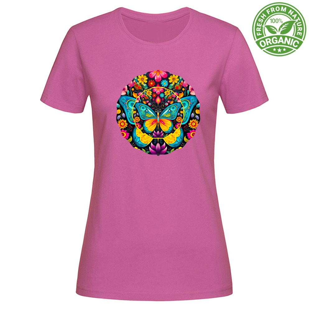T-Shirt Woman Organic Floral Butterfly