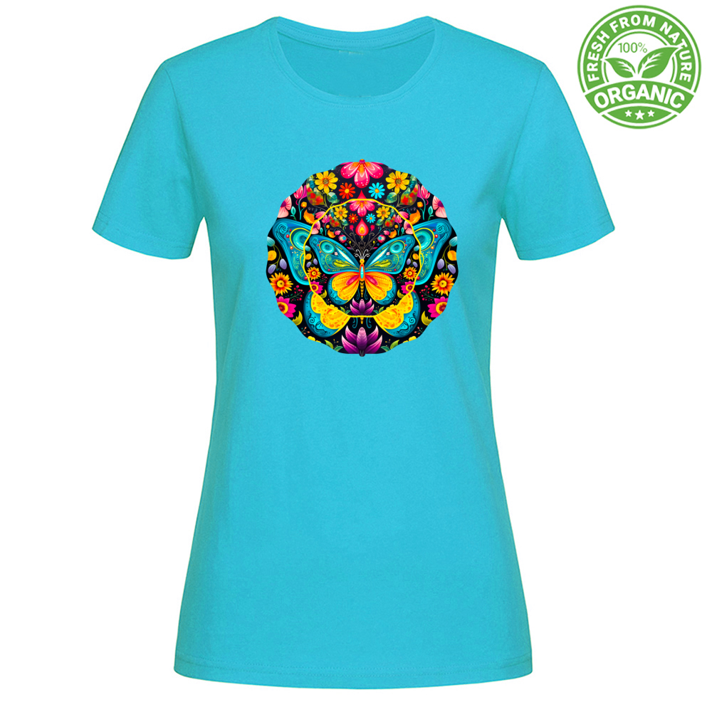 T-Shirt Woman Organic Floral Butterfly