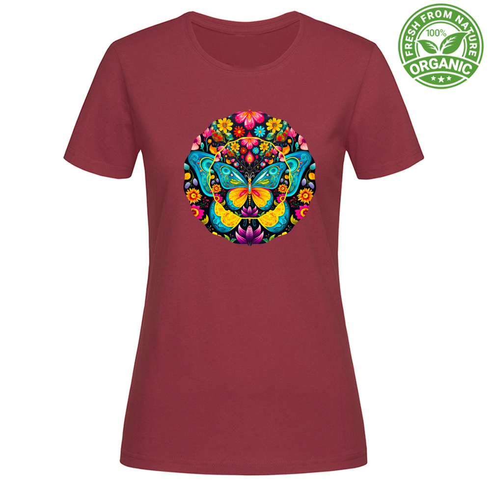 T-Shirt Woman Organic Floral Butterfly