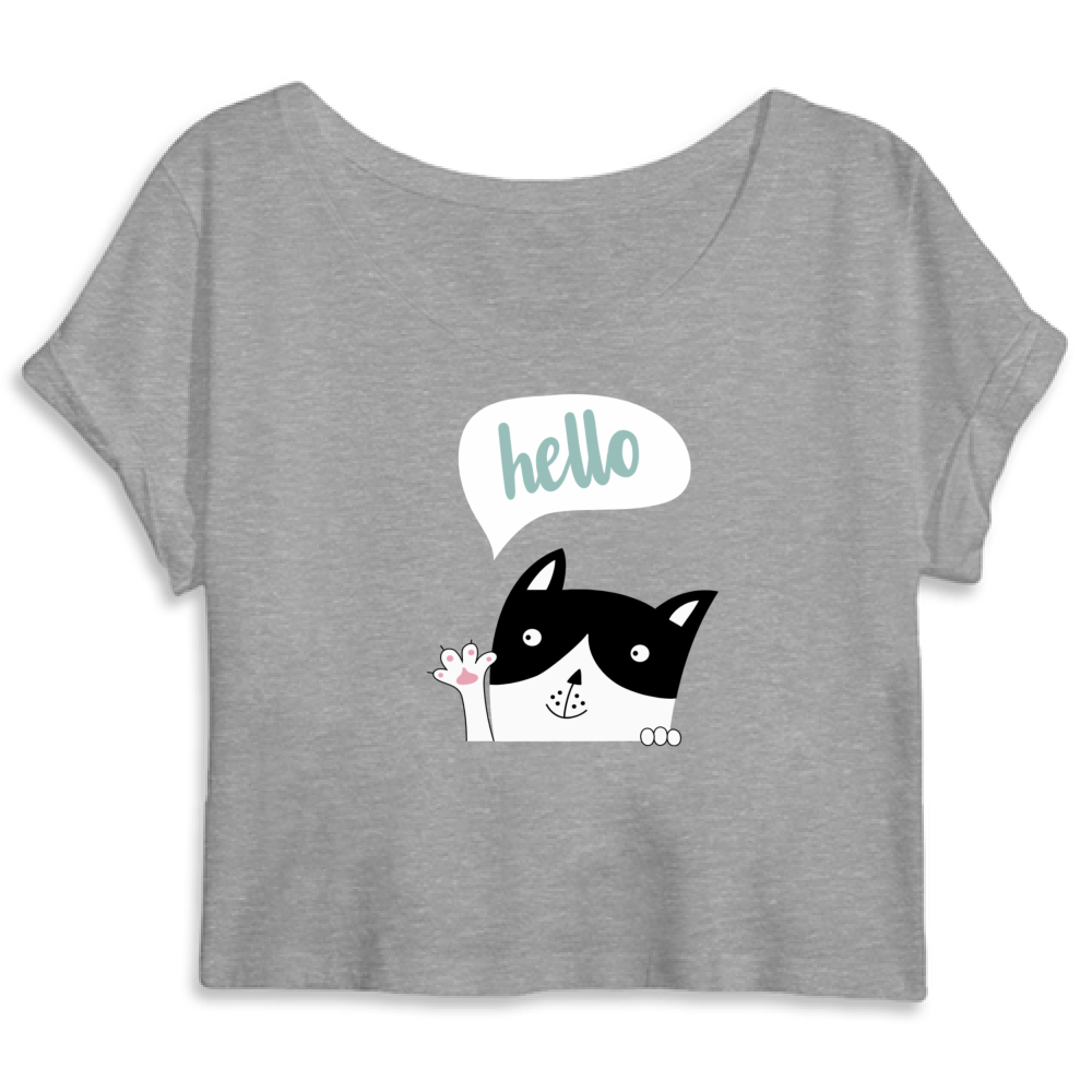 Top Crop Cute Cat Hello