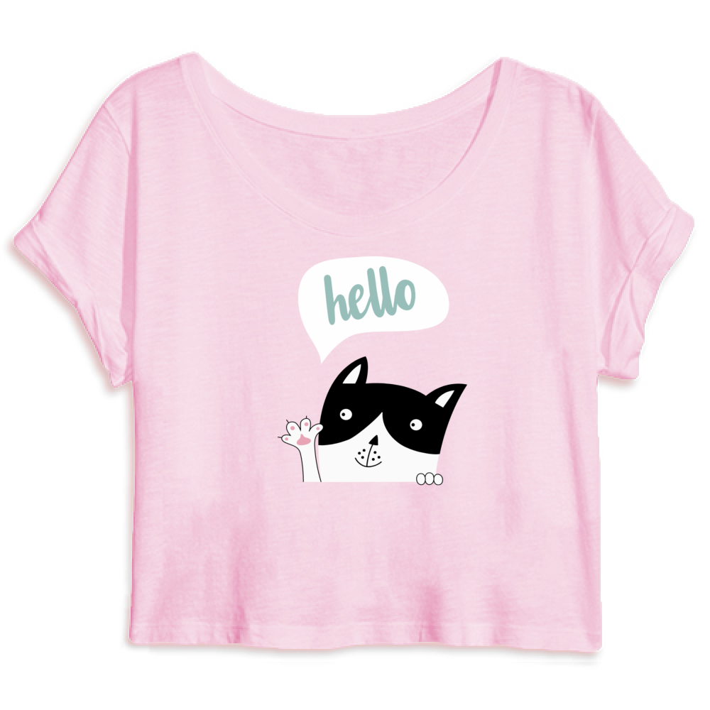 Top Crop Cute Cat Hello