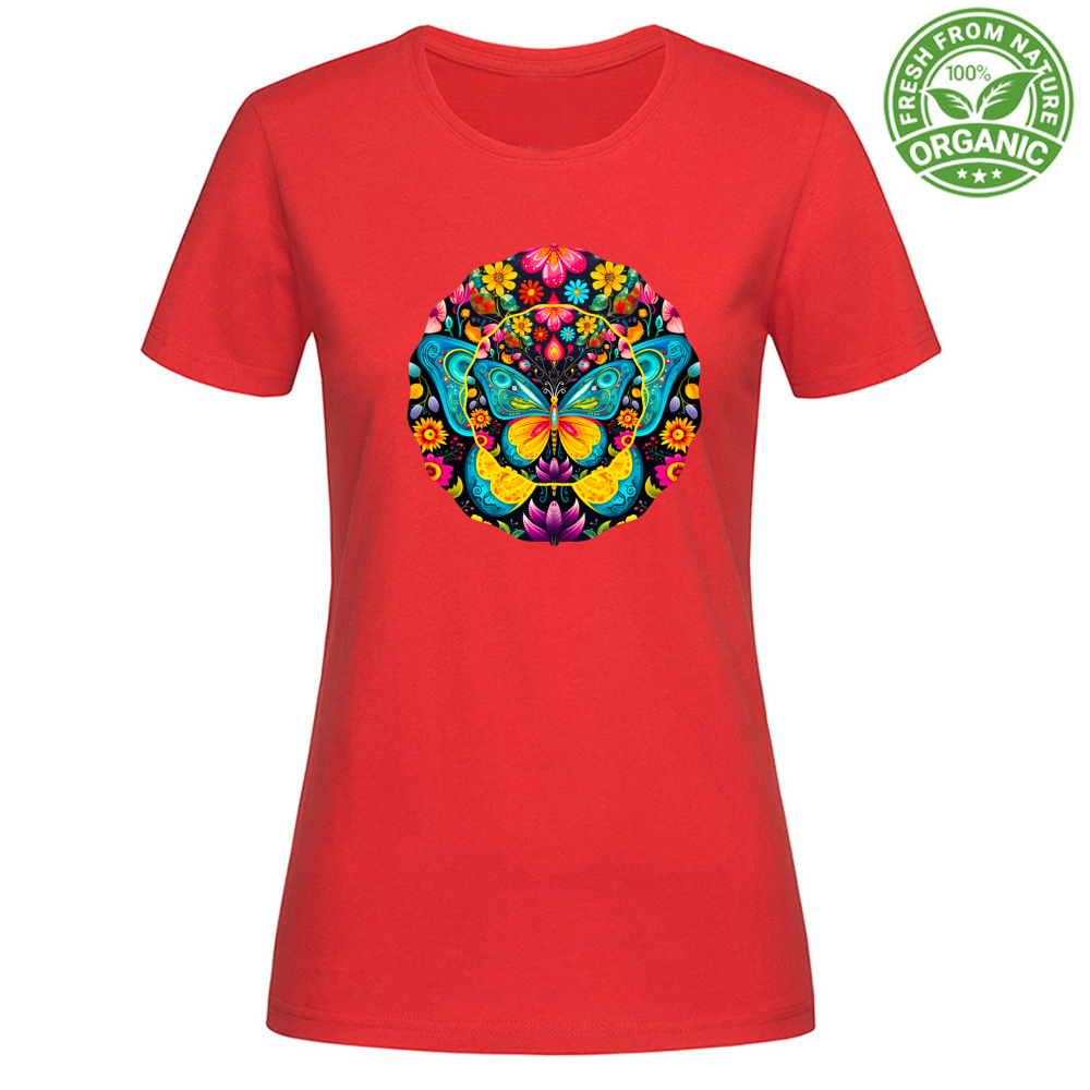 T-Shirt Woman Organic Floral Butterfly