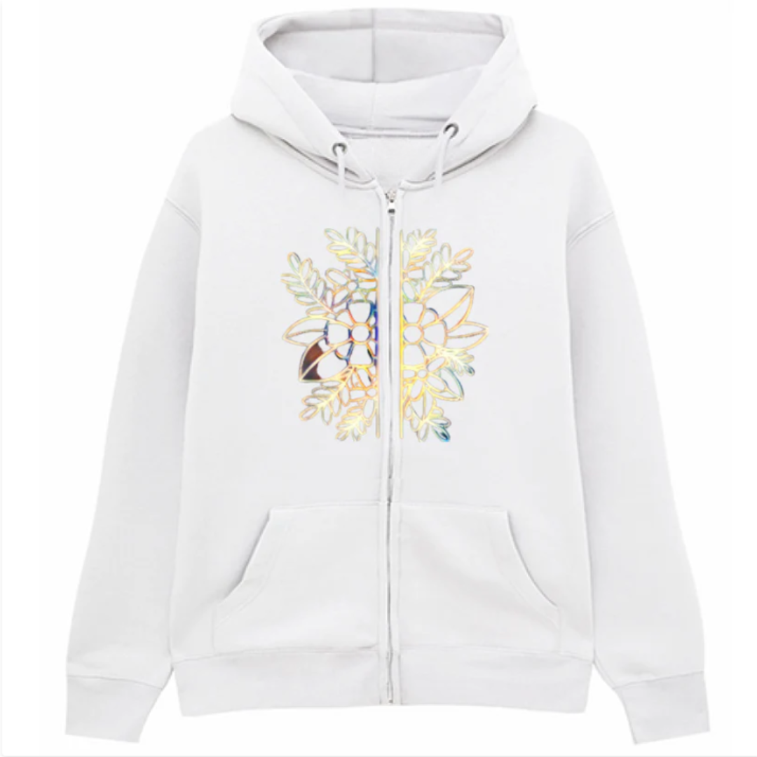Felpa Premium Cappuccio Zip Gold&Flowers