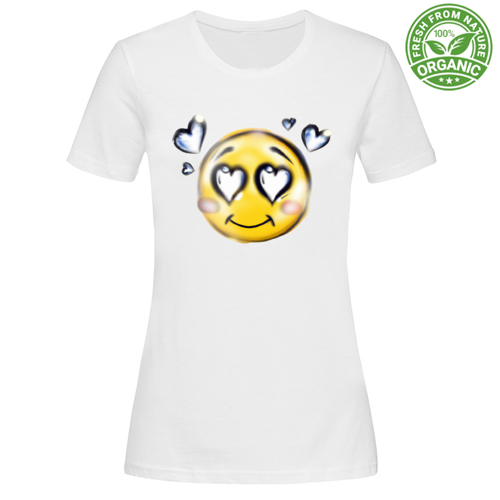 T-Shirt Woman Organic Heart  Eyes Smile