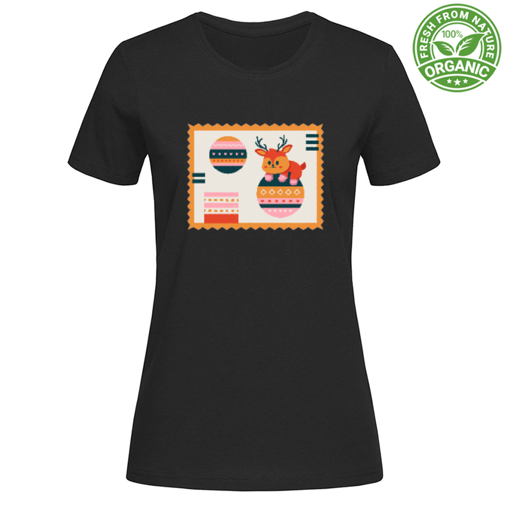 T-Shirt Woman Organic Festive Stamp