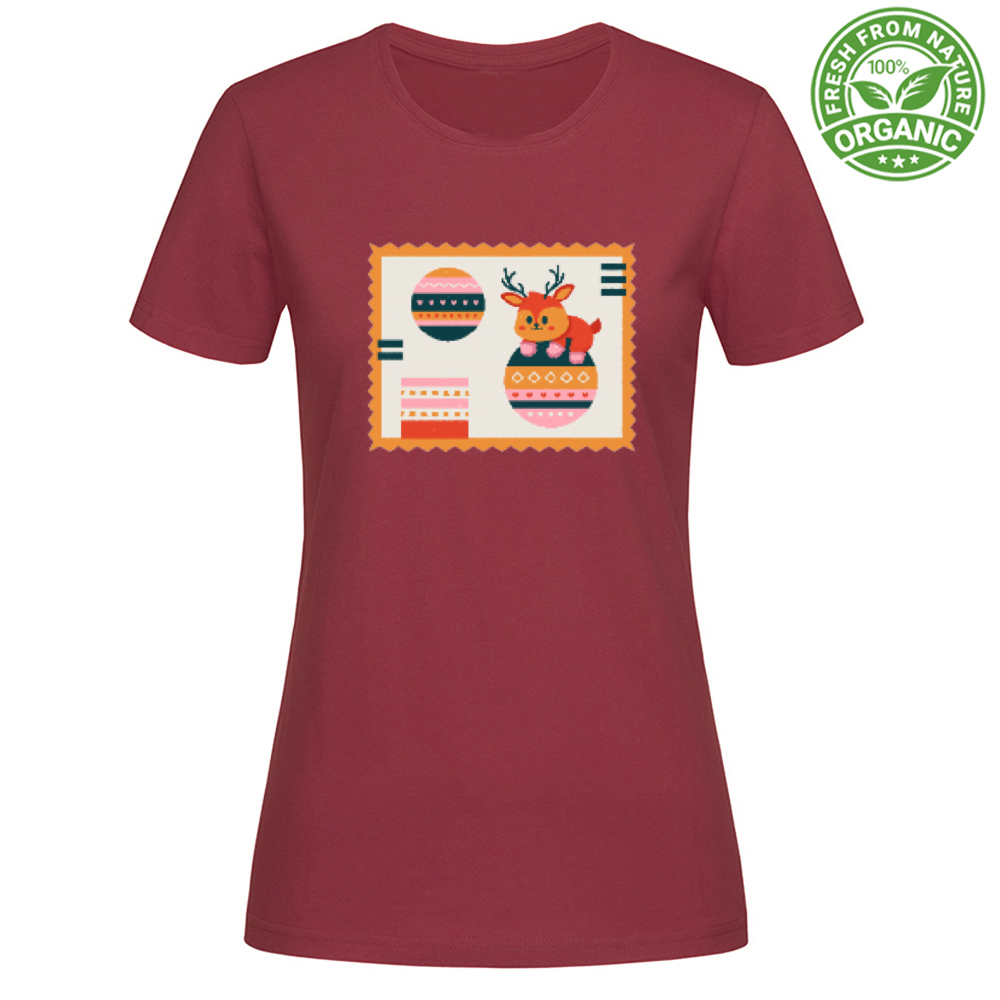 T-Shirt Woman Organic Festive Stamp
