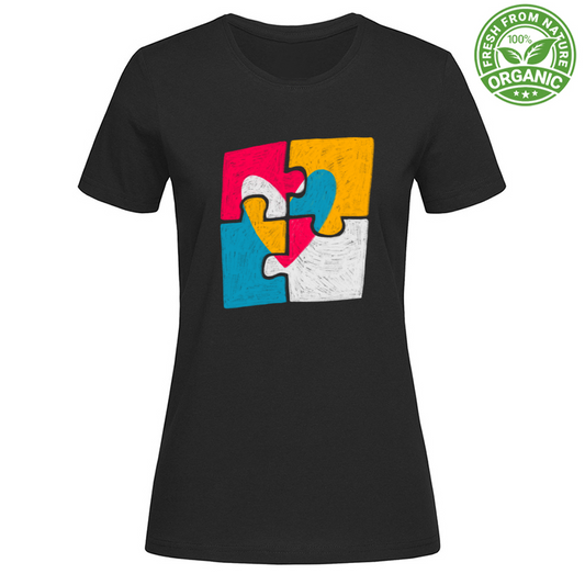 T-Shirt Woman Organic Puzzle Heart